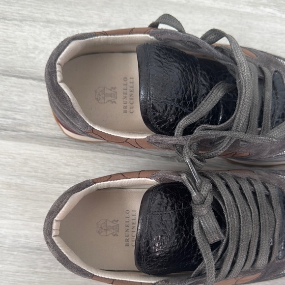 Brunello Cucinelli Gray and Brown Sneakers - Picture 6 of 6